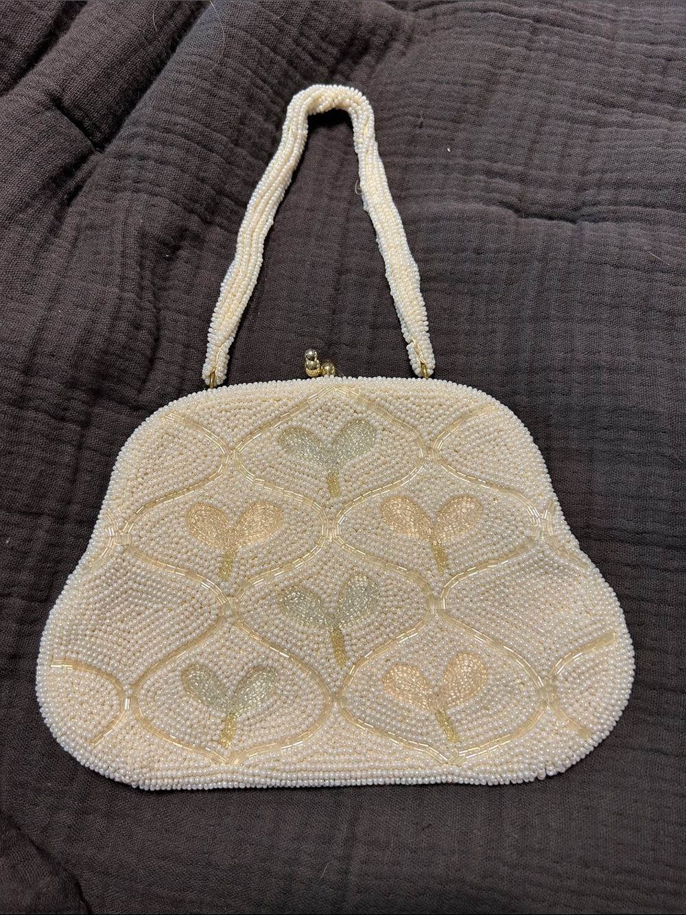 Beaded Cream Richere Bag by Walborg Japan